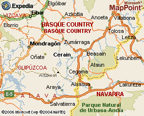 Ceran est situado a unos 10 km de Arrasate-Mondragn, villa en la que tambin tenemos antepasados. La villa de Segura est a 3 km al sureste de Cerain. 