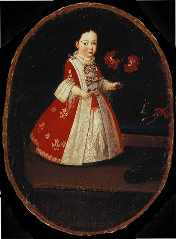 Maria de la Luz Padilla y Cervantes (oleo de Nicolás Enríquez (+ c.1770). Fecha de la obra: c.1735. Se encuentra en el Brooklin Museum of Art (New York).