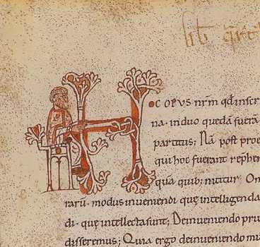 San Agustín escritor. Miniatura. Biblioteca Nacional de París. Siglo XII. Ms. lat. 1942, f 60v.